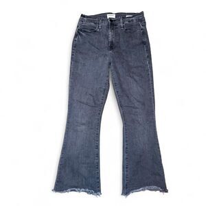 Frame Women's Le High Flare High Waist Cropped Black Wash Raw Hem Jeans Sz 27